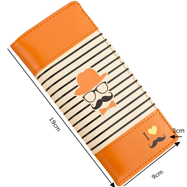 Women-Leather-Stripe-Mustache-Wallet-Purse-Long-Clutch-Card-Holder-Bag-964421