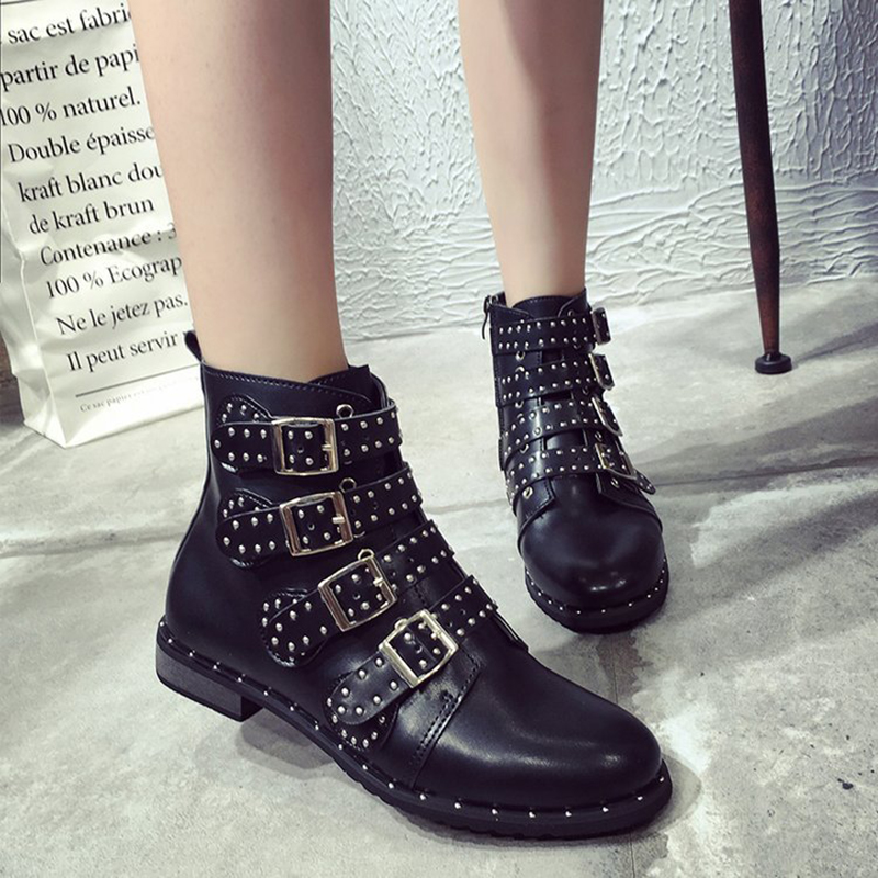 Big-Size-Women-Rivet-Buckle-Ankle-Zipper-Boots-1373377