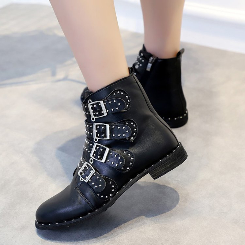 Big-Size-Women-Rivet-Buckle-Ankle-Zipper-Boots-1373377