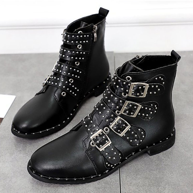 Big-Size-Women-Rivet-Buckle-Ankle-Zipper-Boots-1373377