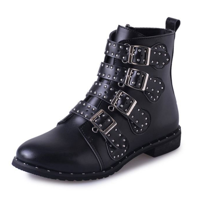 Big-Size-Women-Rivet-Buckle-Ankle-Zipper-Boots-1373377