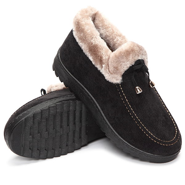 Bowknot-Slip-On-Faux-Fur-Lining-Soft-Sole-Round-Toe-Warm-Short-Boots-1088781