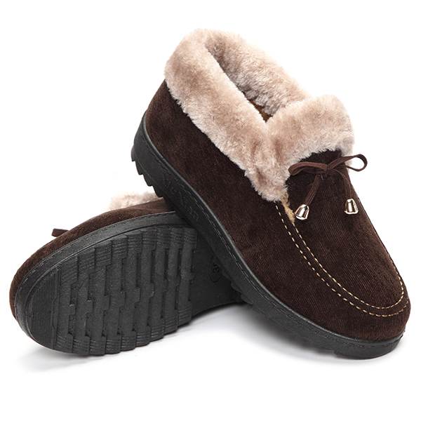 Bowknot-Slip-On-Faux-Fur-Lining-Soft-Sole-Round-Toe-Warm-Short-Boots-1088781