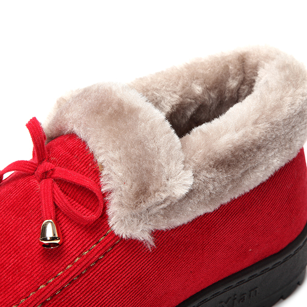 Bowknot-Slip-On-Faux-Fur-Lining-Soft-Sole-Round-Toe-Warm-Short-Boots-1088781