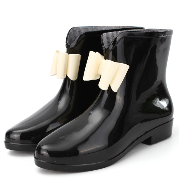 Bowknot-Waterproof-Slip-On-Ankle-Rain-Boots-1125457