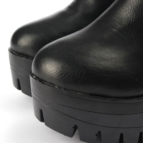 New-Women-Short-Boots-PU-Elastic-Fashion-Black-High-Heel-Comfortable-Slip-On-Shoes-1012171
