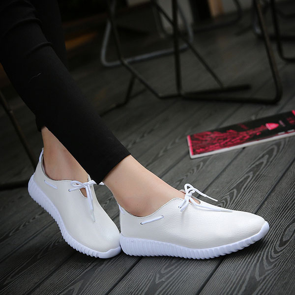 Casual-Lace-Up-Soft-Leather-Breathable-Pure-Color--Flat-Loafers-1086341