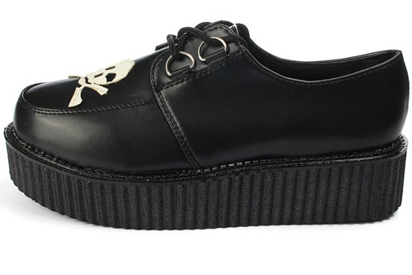 Womens-Platform-Oxford-Shoes-Retro-Skull-Heads-Lace-Up-Flats-971145