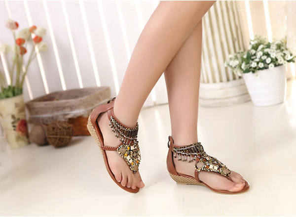 Bohemian-Bead-Chain-Metal-Pu-Retro-Clip-Toe-Zipper-Flat-Beach-Outdoor-Comfortable-Ankle-Sandals-1065985