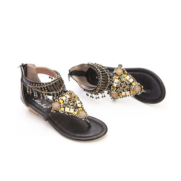 Bohemian-Bead-Chain-Metal-Pu-Retro-Clip-Toe-Zipper-Flat-Beach-Outdoor-Comfortable-Ankle-Sandals-1065985