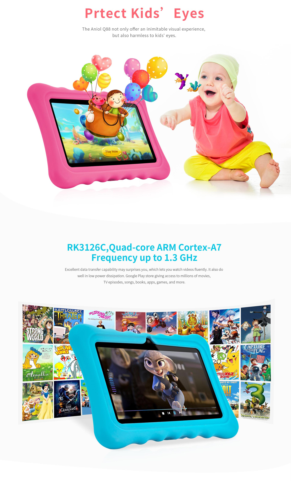 Ainol-Q88-RK3126C-13GHz-1GB-RAM-16GB-Android-71-OS-Kid-Tablet-Green-1358545