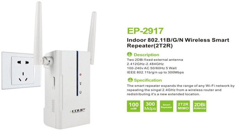 EDUP-EP-2917-300Mbps--80211NGB-Wireless-Wifi-Router-2Antenna-Wireless-Reaptor-Range-Extender-1041056