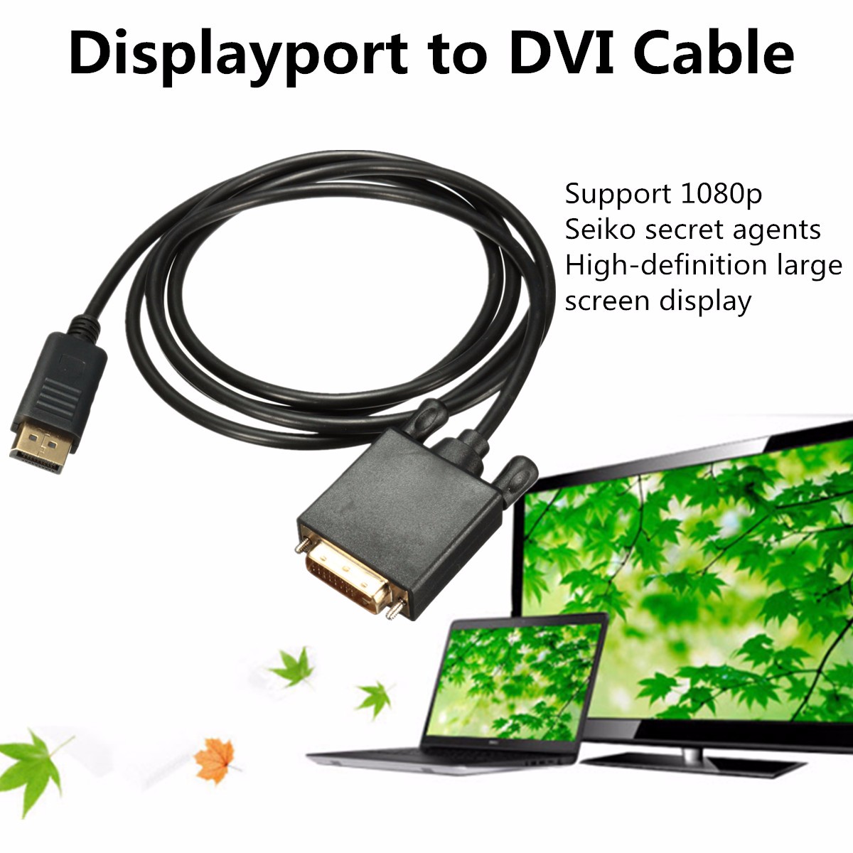 18M-Display-Port-to-24--1-pin-DVI-Male-Video-Adapter-Cable-1178349