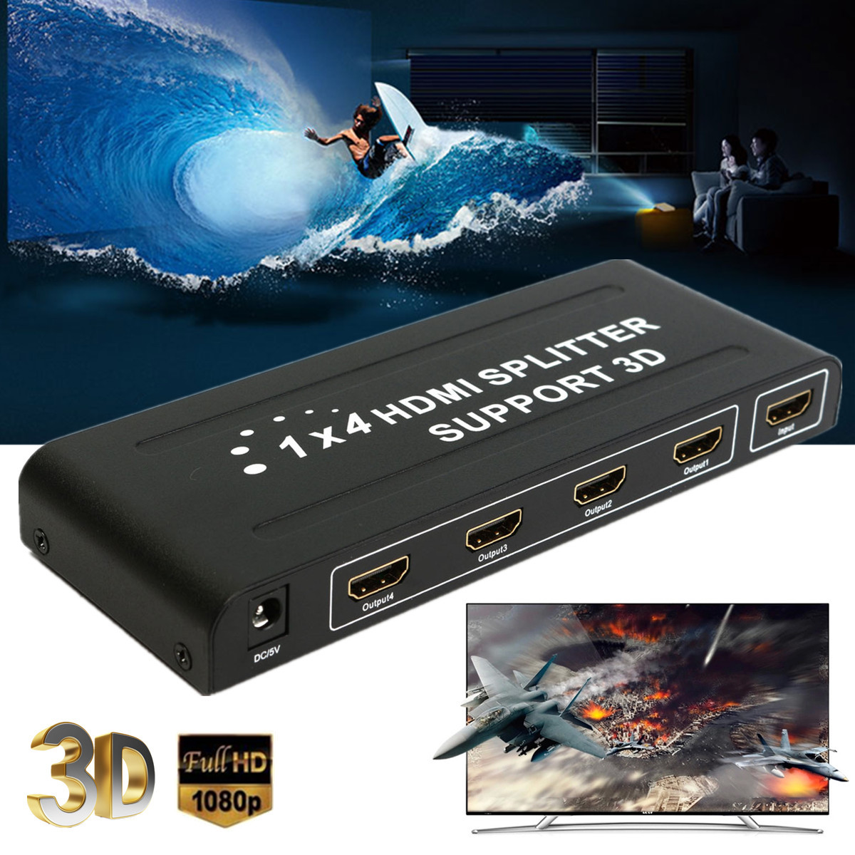 1080P-4-Way-HD-HUB-1x4-Port-HDMI-3D-Splitter-Amplifier-Switcher-Box-for-HDTV-PC-1128582