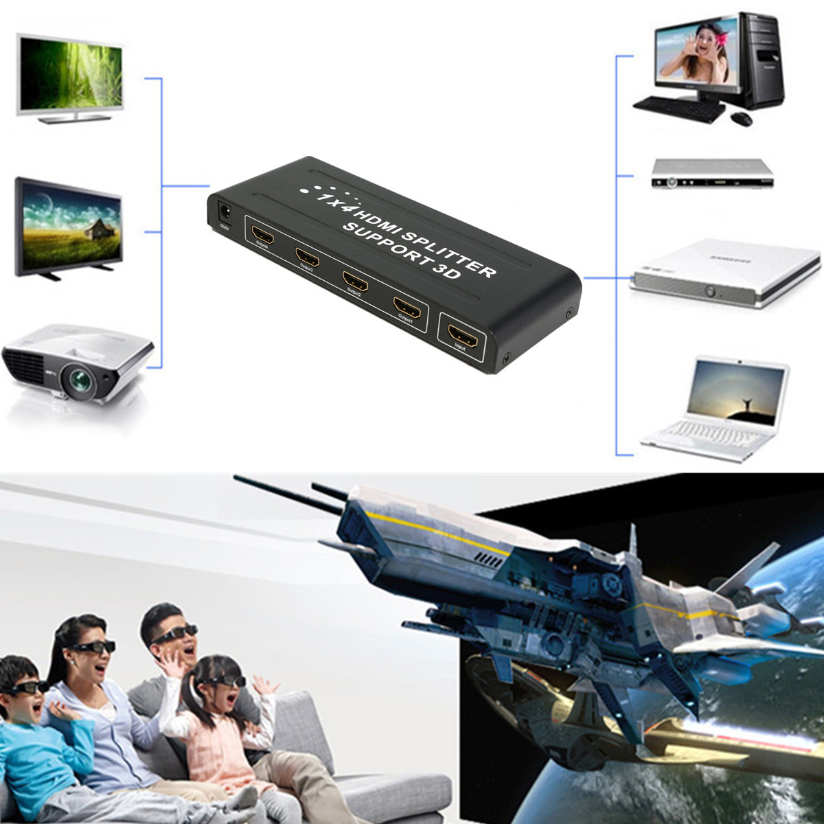 1080P-4-Way-HD-HUB-1x4-Port-HDMI-3D-Splitter-Amplifier-Switcher-Box-for-HDTV-PC-1128582