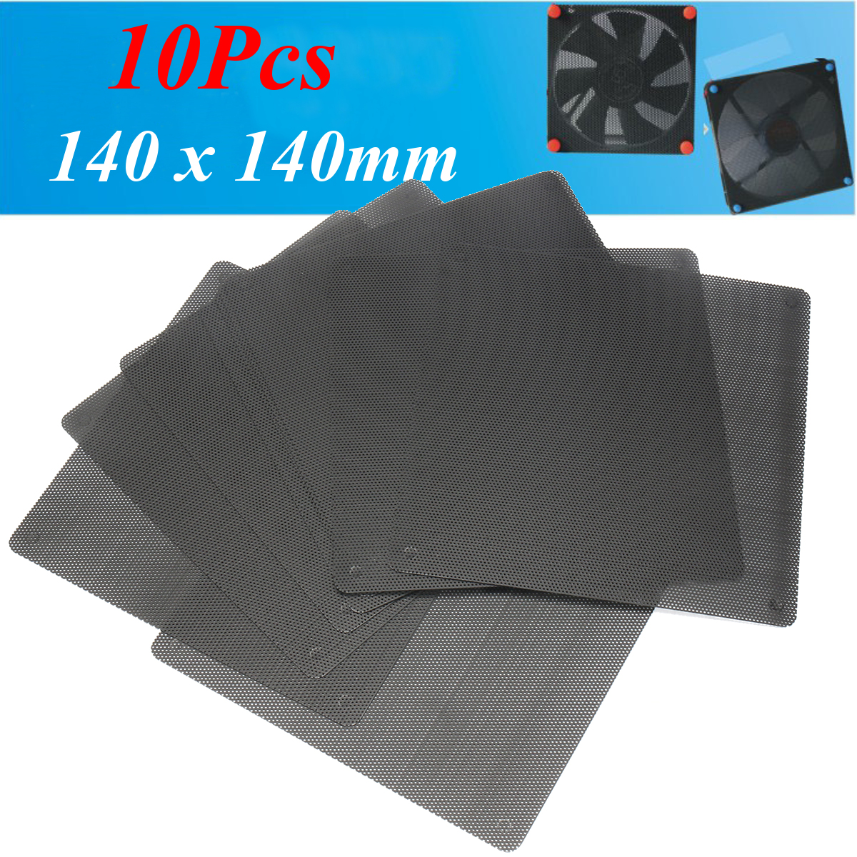 10X-Black-140mm-PVC-Computer-PC-Cooler-Fan-Case-Cover-Dust-Filter-Mesh-Cuttable-Dust-proof-Net-1229888