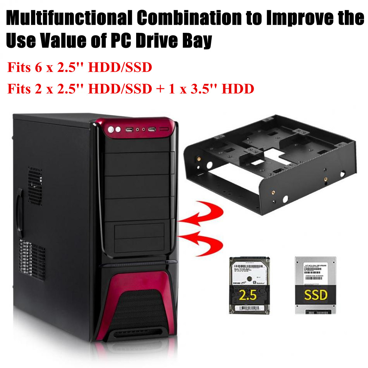 525quot-to-35quot-Optical-Drive-Bay-HDD-Hard-Drive-Mounting-Bracket-Converter-1326621