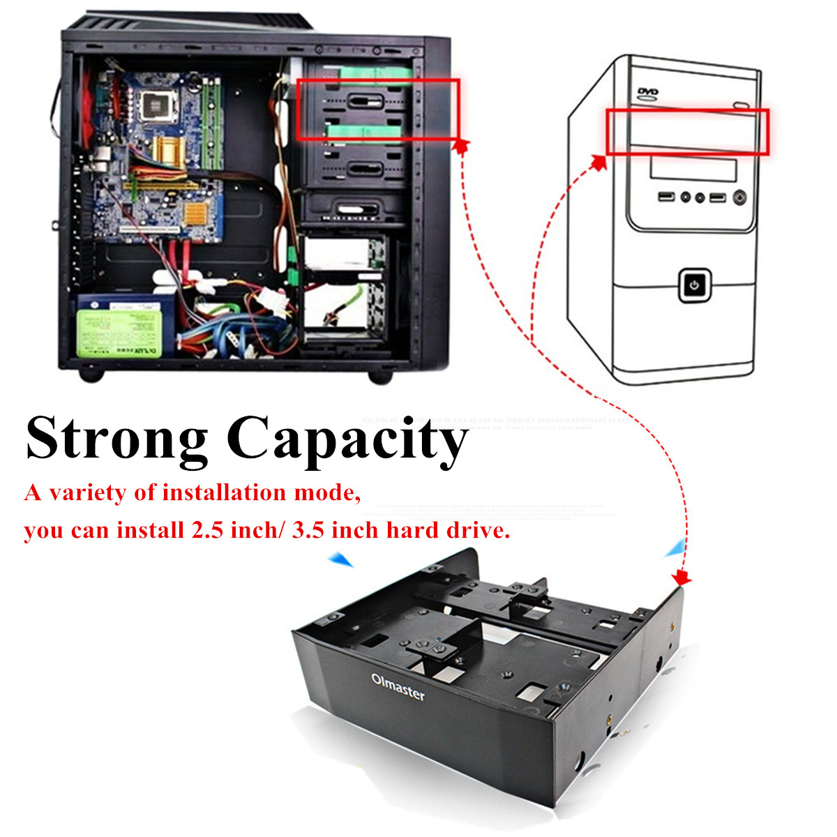 525quot-to-35quot-Optical-Drive-Bay-HDD-Hard-Drive-Mounting-Bracket-Converter-1326621