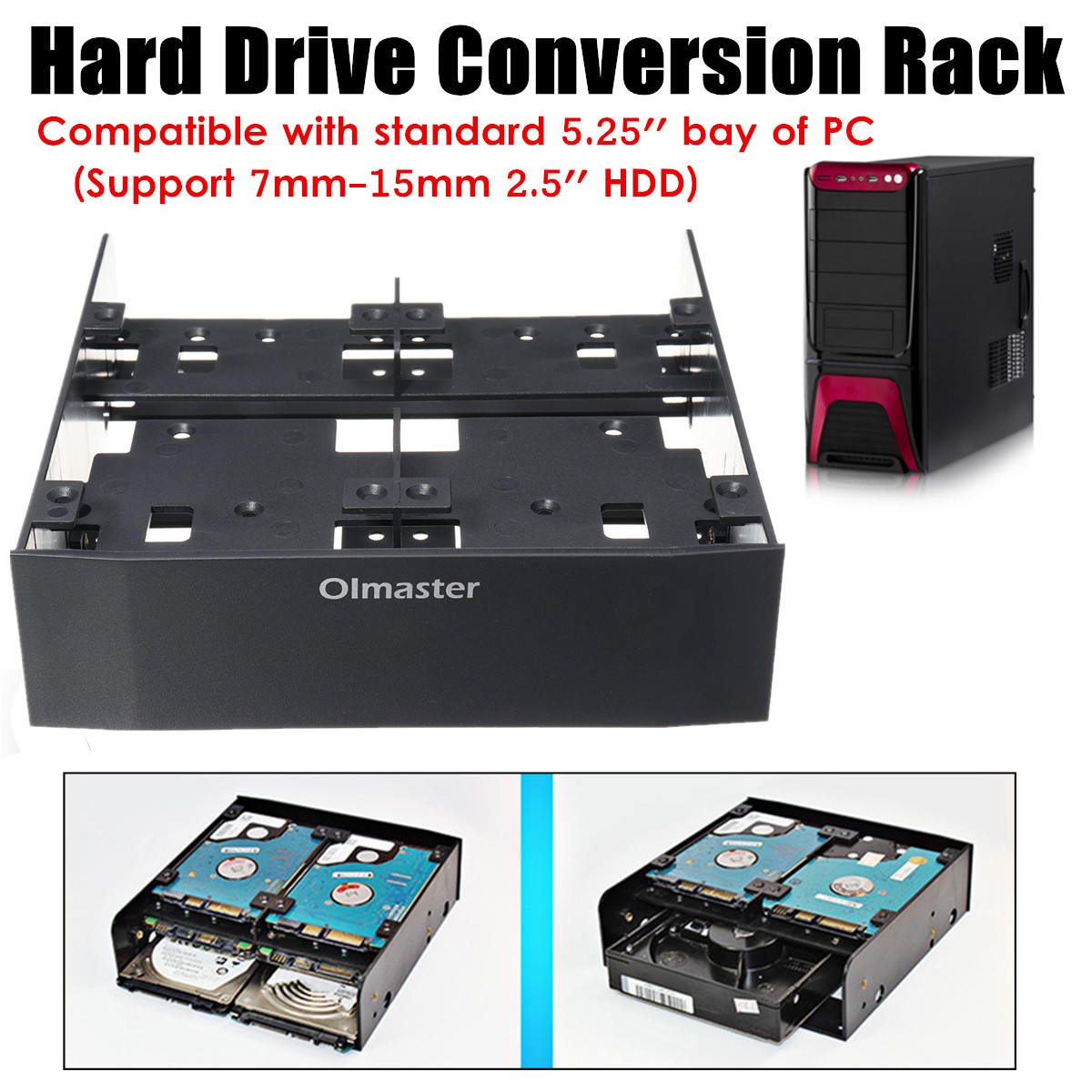 525quot-to-35quot-Optical-Drive-Bay-HDD-Hard-Drive-Mounting-Bracket-Converter-1326621