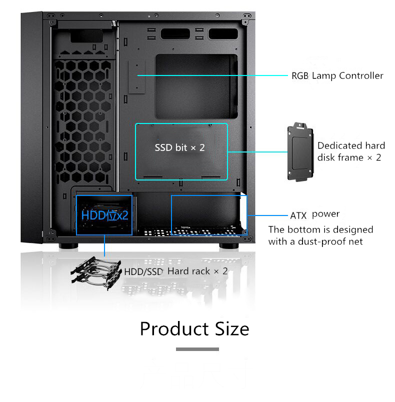 Pccooler-GAME-1-485490225mm-Desktop-Gaming-Water-Cooling-Computer-Case-With-HDD-SSD-Stent-1399238