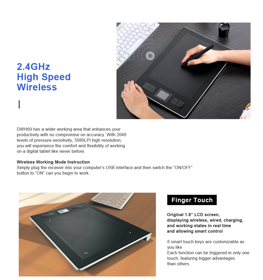 Huion-DWH69-9x6quot-24GHz-Wireless-2048-Levels-LCD-Graphics-Tablet-Digital-Drawing-Pad-with-Pen-1328281