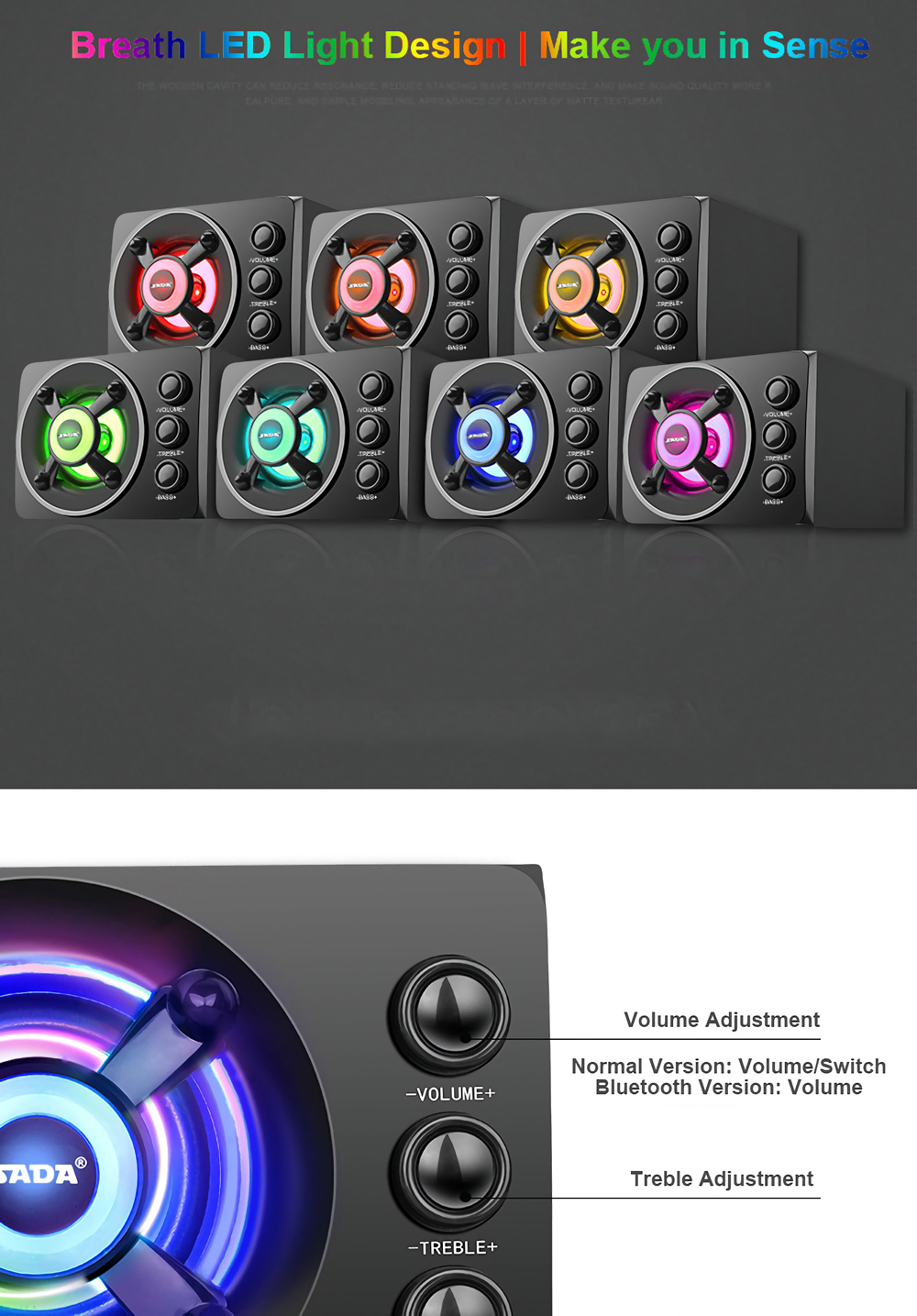 SADA-D-208-35mm-Audio-bluetooth-21-Channel-Bass-LED-Light-Computer-Speaker-Support-TF-U-Disk-1449441