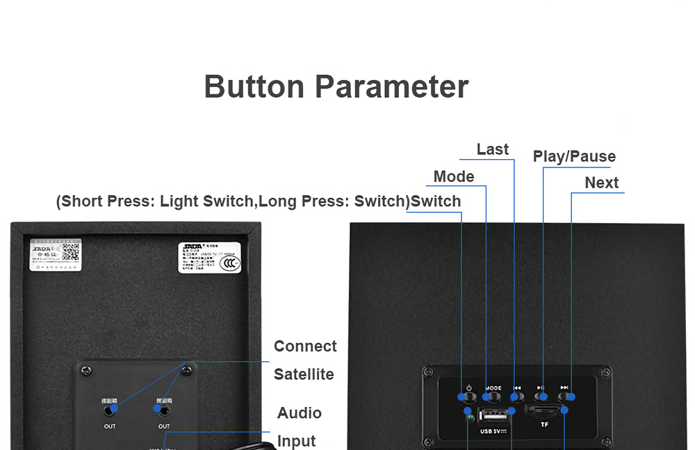 SADA-D-208-35mm-Audio-bluetooth-21-Channel-Bass-LED-Light-Computer-Speaker-Support-TF-U-Disk-1449441