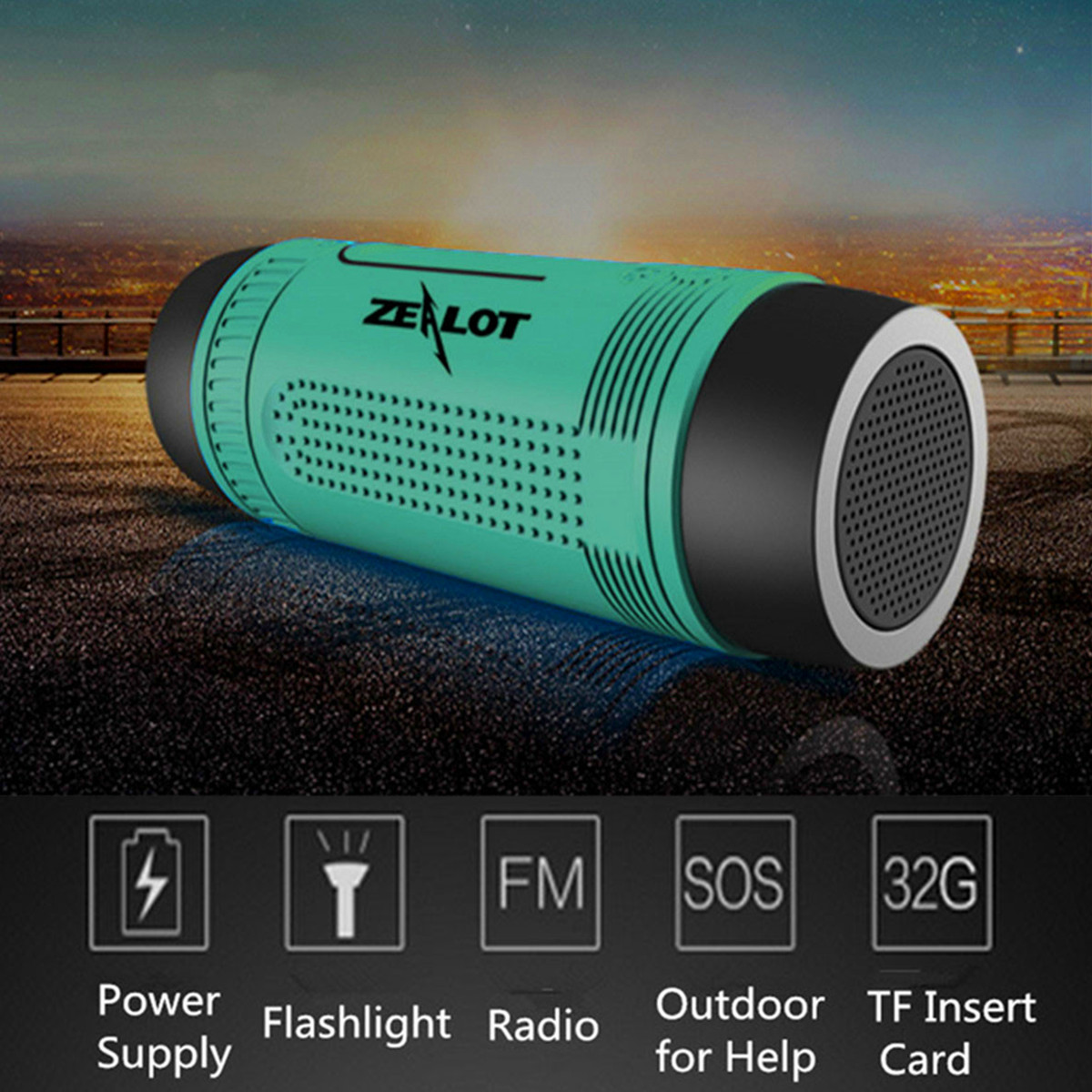 Zealot-S1-Wireless-bluetooth-Speaker-Dustproof-Waterproof-Flashlight-FM-Power-Bank-Multi-F-986046