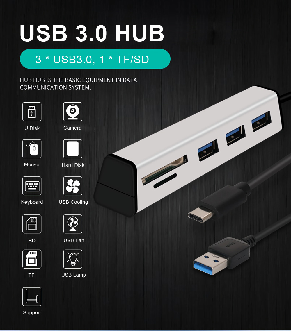 Aluminum-Alloy-USB-30-to-3-Port-USB-30-Hub-TF-SD-Card-Reader-with-Hidden-Phone-Support-1358236