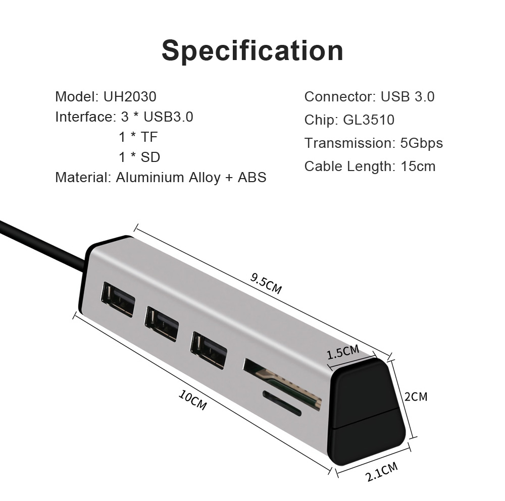 Aluminum-Alloy-USB-30-to-3-Port-USB-30-Hub-TF-SD-Card-Reader-with-Hidden-Phone-Support-1358236