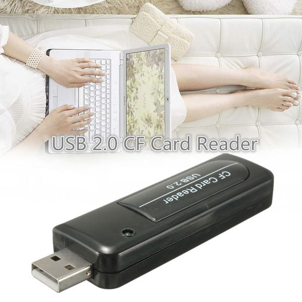 Black-USB20-Single-Slot-Compact-Flash-CF-I-II-MD-Memory-Card-Reader-Adapter-1096667