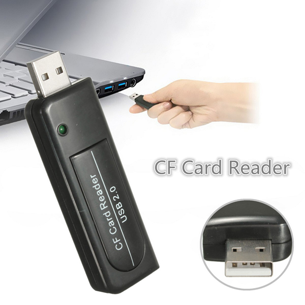 Black-USB20-Single-Slot-Compact-Flash-CF-I-II-MD-Memory-Card-Reader-Adapter-1096667