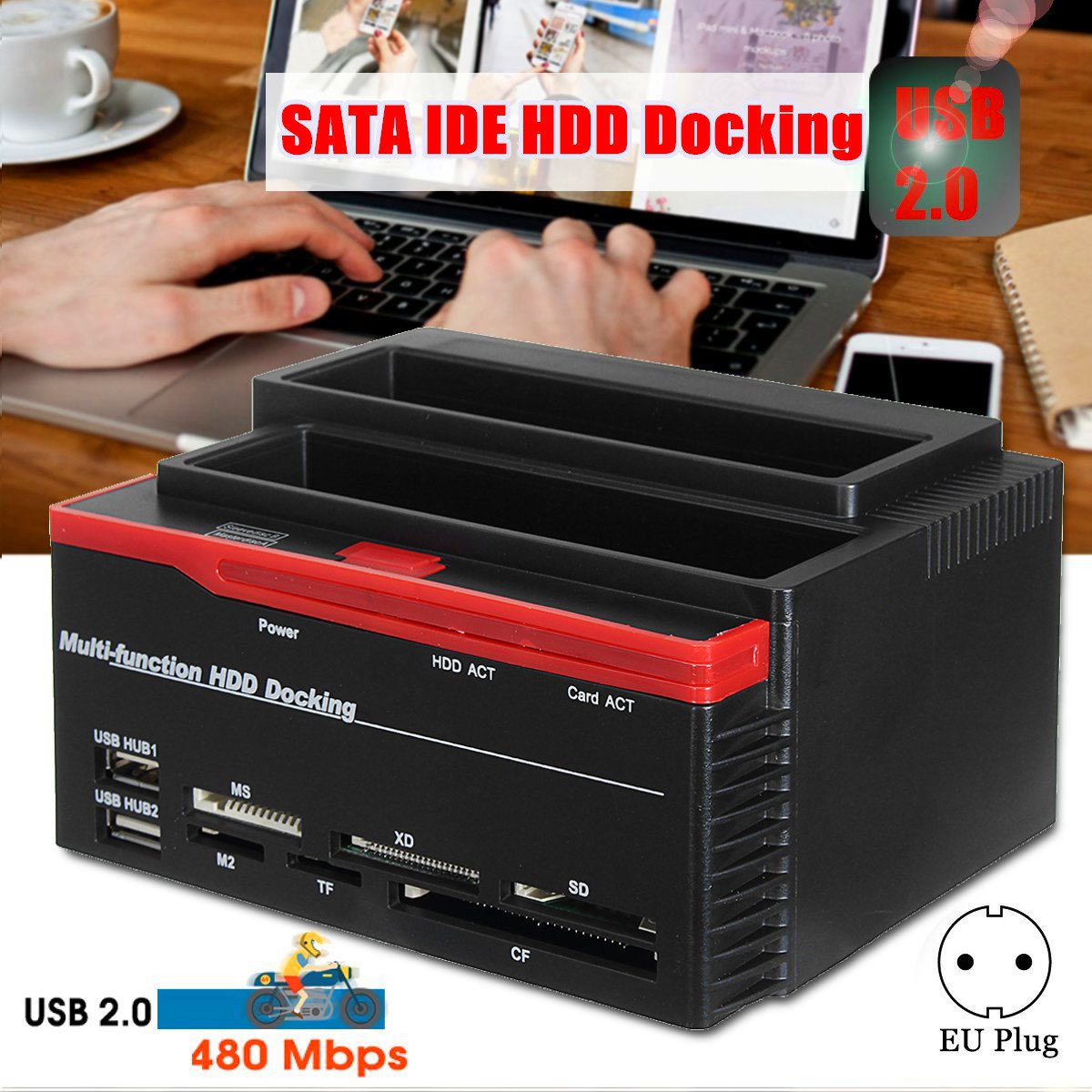 2535quot-SATA-IDE-HDD-Docking-Station-Clone-Backup-Hard-Drive-Enclosure-USB20-HUB-Card-Reader-EU-1345958