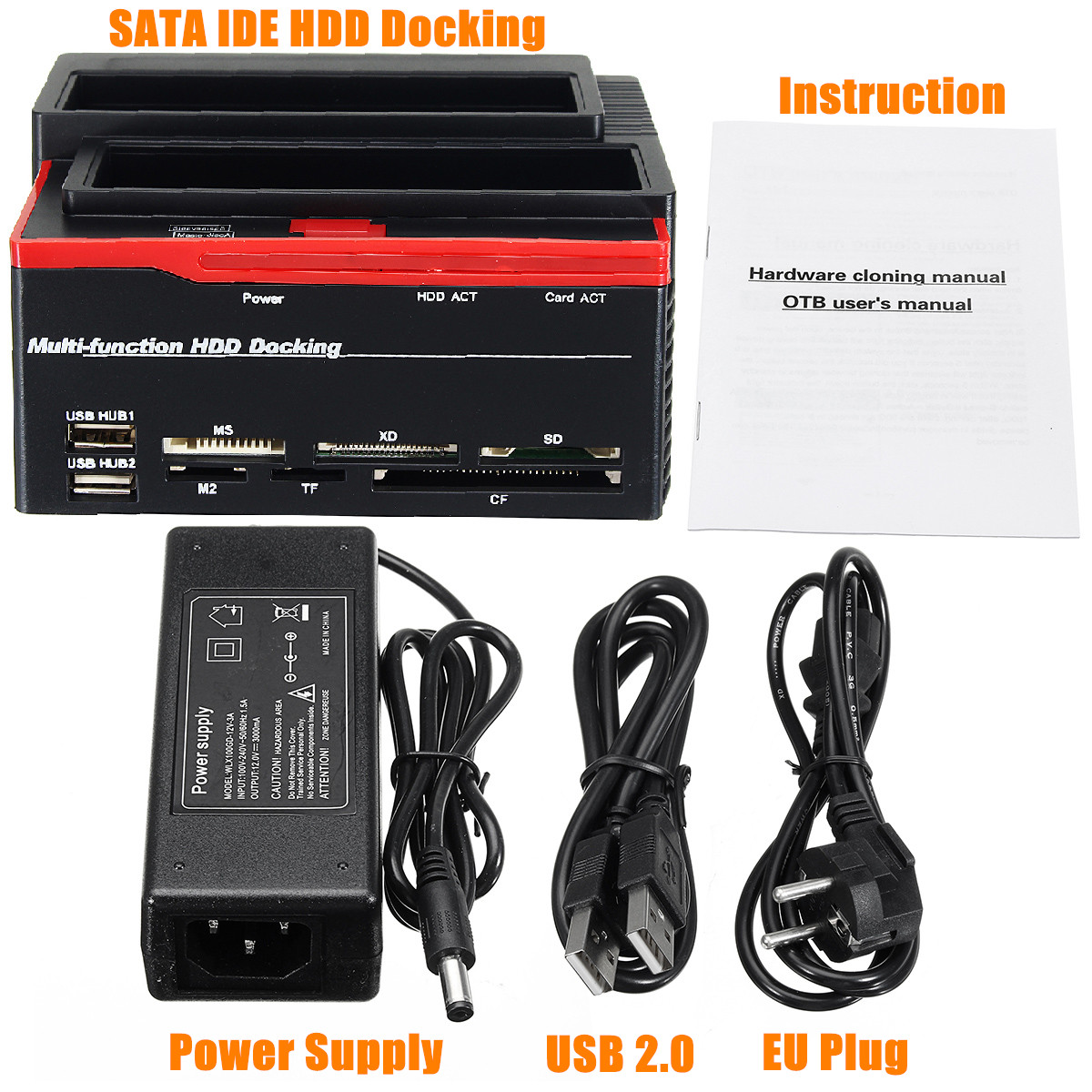 2535quot-SATA-IDE-HDD-Docking-Station-Clone-Backup-Hard-Drive-Enclosure-USB20-HUB-Card-Reader-EU-1345958