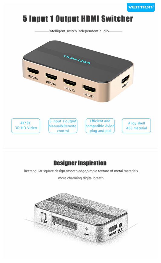 HDMI-Splitter-Switch-5-input-1-output-HDMI-Switcher-5X1-For-XBOX-360-PS43-Smart-Android-HDTV-4K2K-1258602