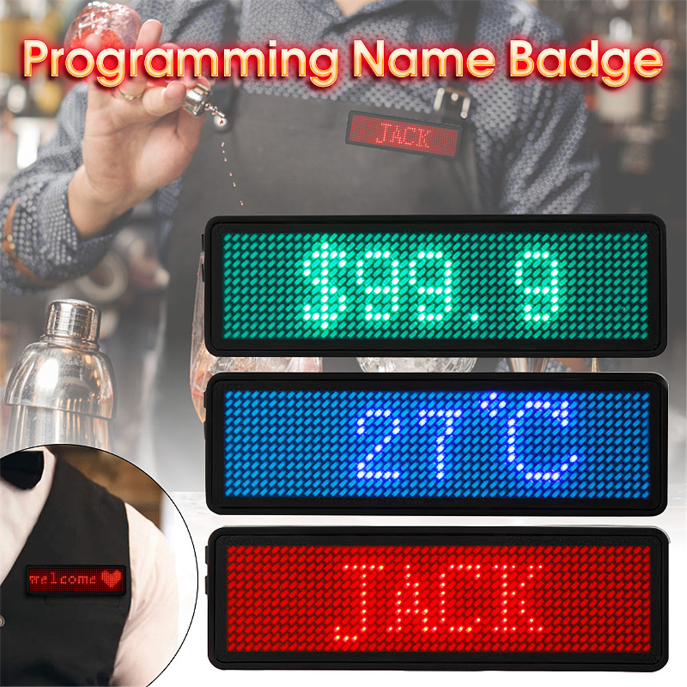 12-x-48-Pixels-Programmable-LED-Digital-Scrolling-Message-Name-Tag-ID-Badge-Holder-Board-1353043