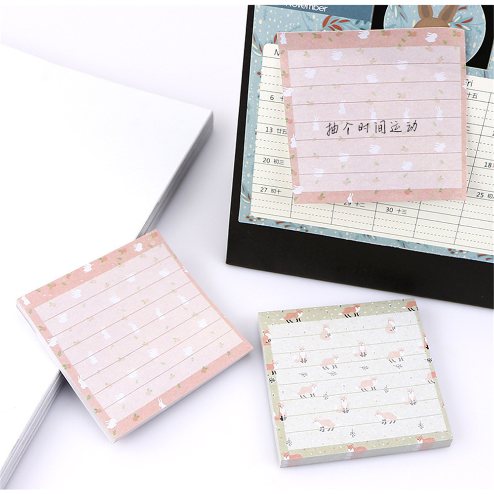 Flowers-Animals-Fox-Notepad-Self-Adhesive-Memo-Pad-Sticky-Notes-Sticker-Label-1401224