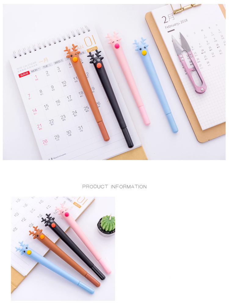 1Pcs-Cute-Rubber-Reindeer-Drawing-Drafting-Signing-Pen-Crafts-Party-gifting-Gel-Pen-School-Office-1231903