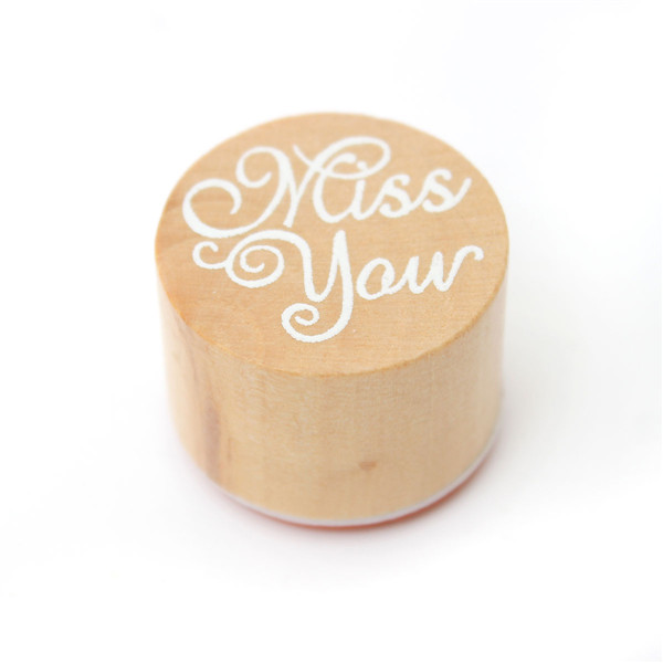 Wooden-Round-Handwriting-Wishes-Sentiment-Words-Floral-Pattern-Rubber-Stamp-993700