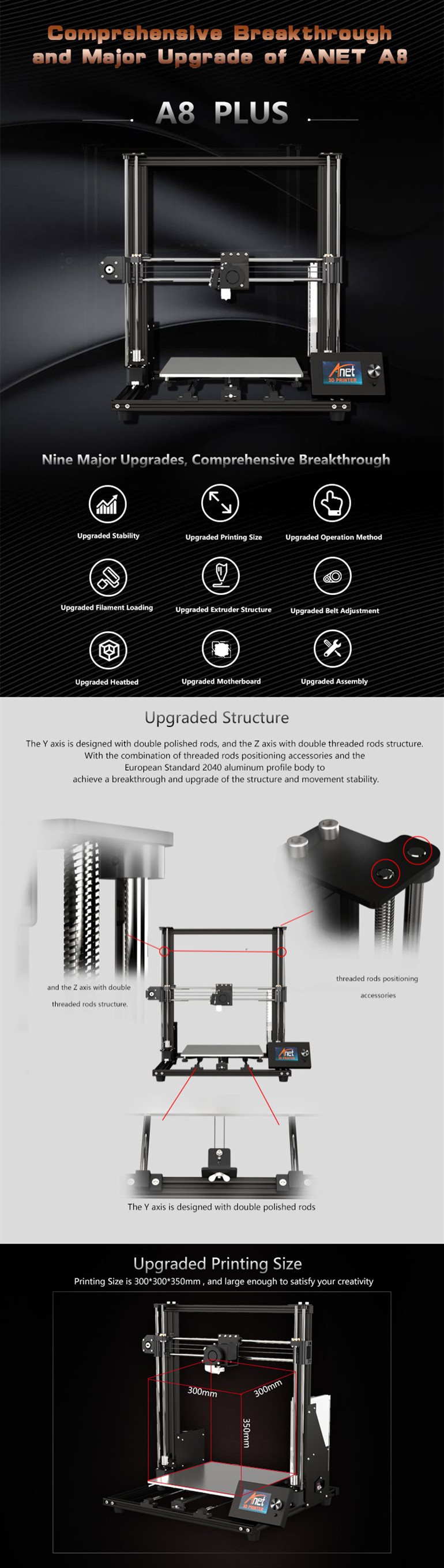 Anetreg-A8-Plus-DIY-3D-Printer-Kit-300300350mm-Printing-Size-With-Magnetic-Movable-ScreenDual-Z-axis-1412500