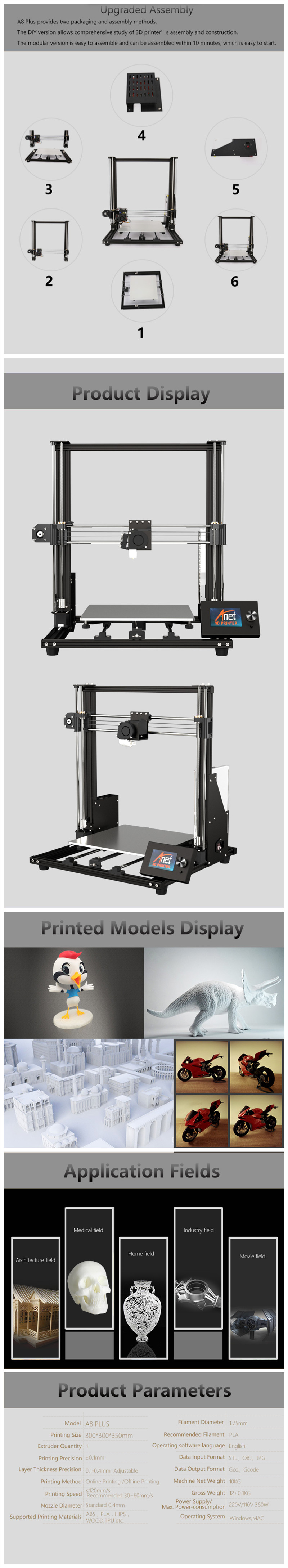 Anetreg-A8-Plus-DIY-3D-Printer-Kit-300300350mm-Printing-Size-With-Magnetic-Movable-ScreenDual-Z-axis-1412500