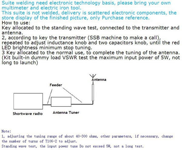 1-30Mhz-LED-VSWR-DIY-Manual-Antenna-Tuner-Kit-For-HAM-RADIO--CW-QRP-Q9-BNC-Interface-1253567