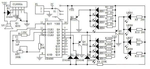 10Pcs-DIY-CD4060-SMD-Music-LED-Light-Kit-Electronic-Experimental-Training-Teaching-1181248