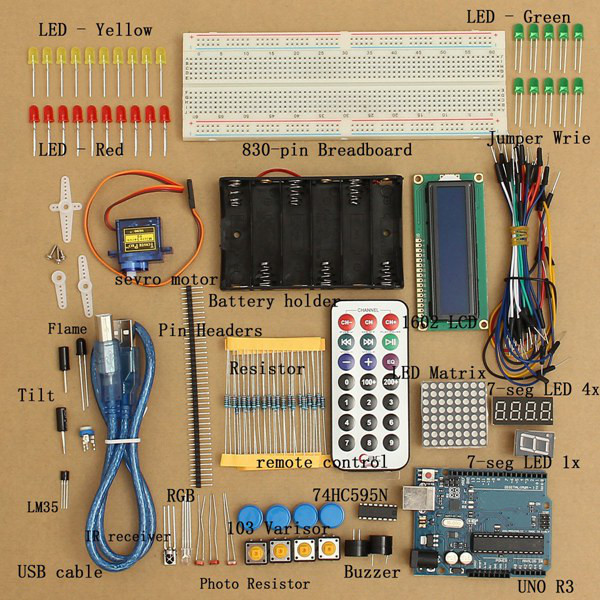 Basic-Starter-Learning-Kit-UNO-R3-1602LCD-Sensor-Breadboard-For-Arduino-1085891