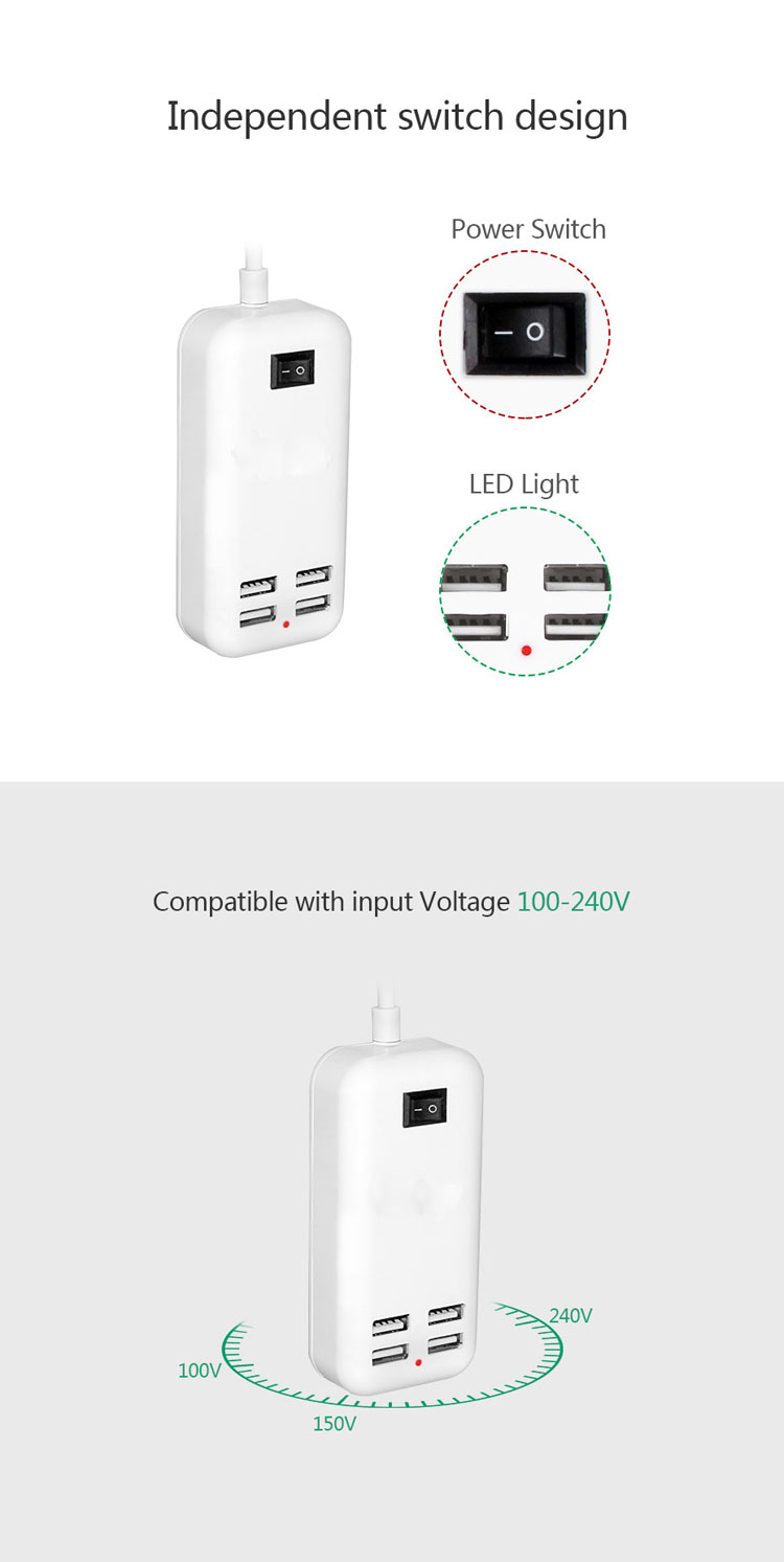 5V-3A-4-Ports-USB-Wall-Charger-AC-Power-Adapter-15M-Cable-ON--OFF-Switch-1208189