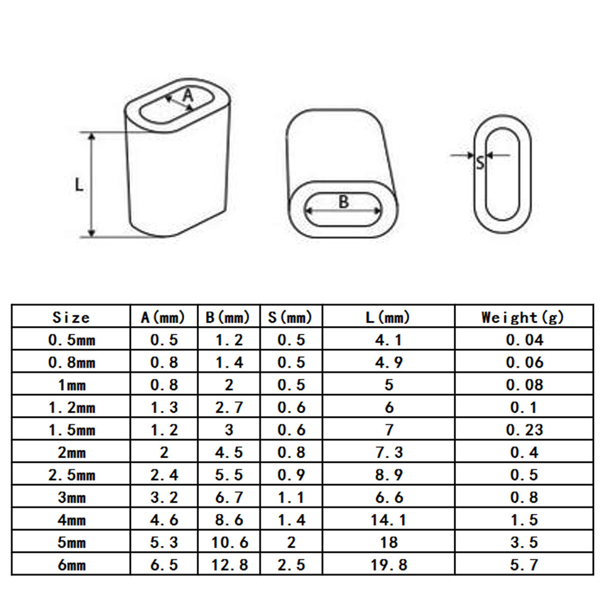 05-6mm-Mini-Aluminum-Fishing-Leader-Sport-Oval-Sleeve-Crimp-Ferrule-Swage-Clamp-1427936