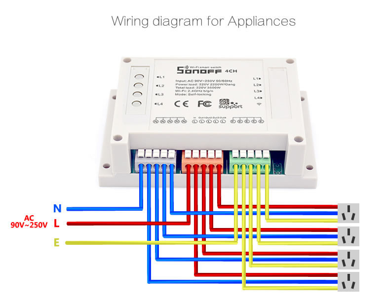 SONOFFreg-4CH-R2-4-Channel-10A-2200W-24Ghz-Smart-Home-WIFI-Wireless-Switch-APP-Remote-Control-AC-90V-1254823
