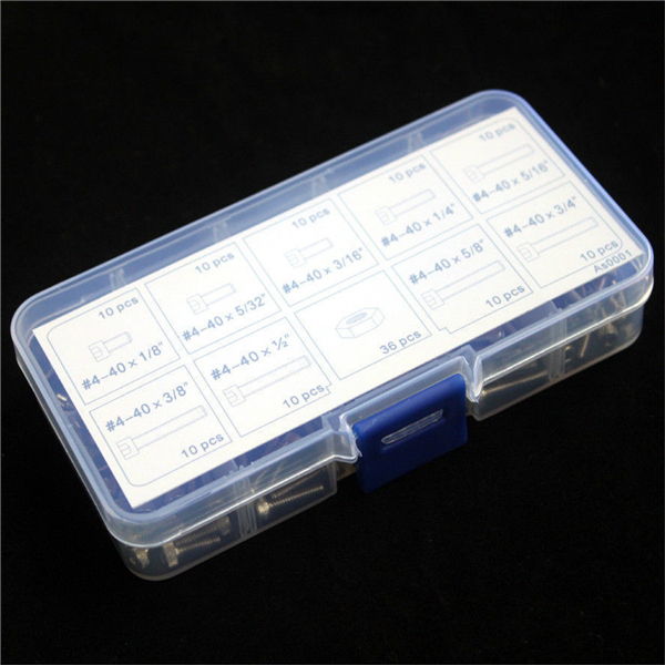 4-40-UNC-Stainless-Steel-Hex-Socket-Head-Cap-Screws-Nuts-Assortment-Kit-126pcs-1147256
