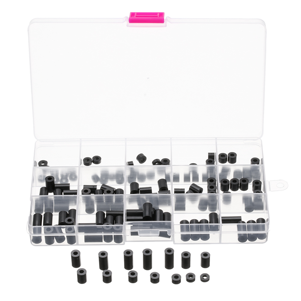 Sulevetrade-M3NR3-140Pcs-M3-BlackWhite-Nylon-Round-Column-Non-Threaded-Spacer-Hollow-PCB-Standoff-Se-1392899