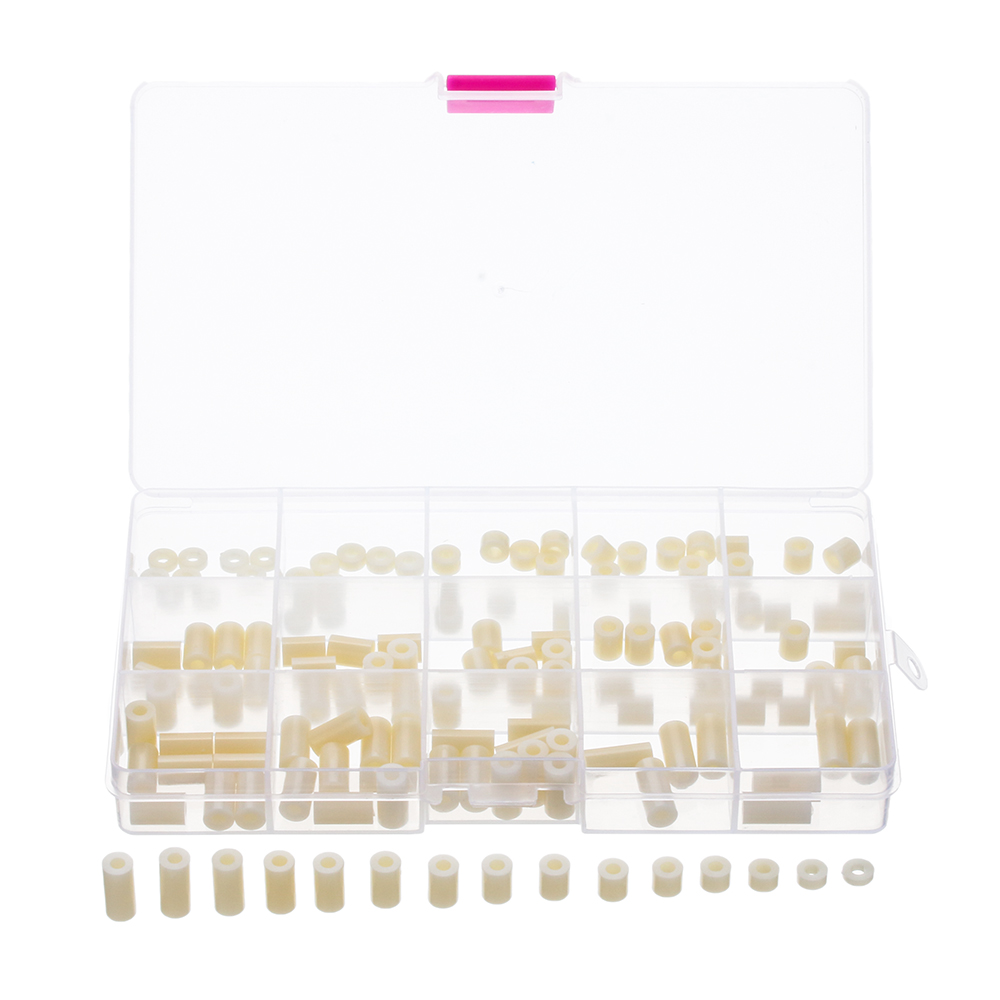 Sulevetrade-M3NR3-140Pcs-M3-BlackWhite-Nylon-Round-Column-Non-Threaded-Spacer-Hollow-PCB-Standoff-Se-1392899